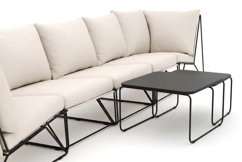 Usteryd utomhus rak 5-sits soffa - Svart/Beige - Utemöbler - Utegrupp - Loungegrupp