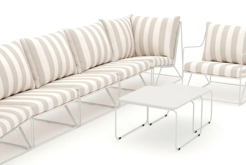 Usteryd utomhus rak 6-sits soffa med fåtölj - Beige/Striped - Utemöbler - Utegrupp - Loungegrupp