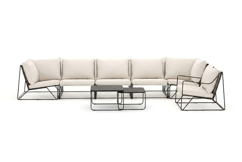 Usteryd utomhus rak 6-sits soffa med fåtölj - Svart/Beige - Utemöbler - Utegrupp - Loungegrupp