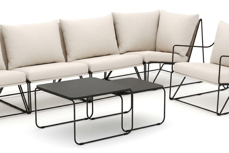Usteryd utomhus rak 6-sits soffa med fåtölj - Svart/Beige - Utemöbler - Utegrupp - Loungegrupp