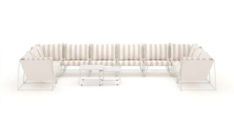 Usteryd utomhus U-soffa 10-sits med stängt avslut - Beige/Striped - Utemöbler - Utegrupp - Loungegrupp