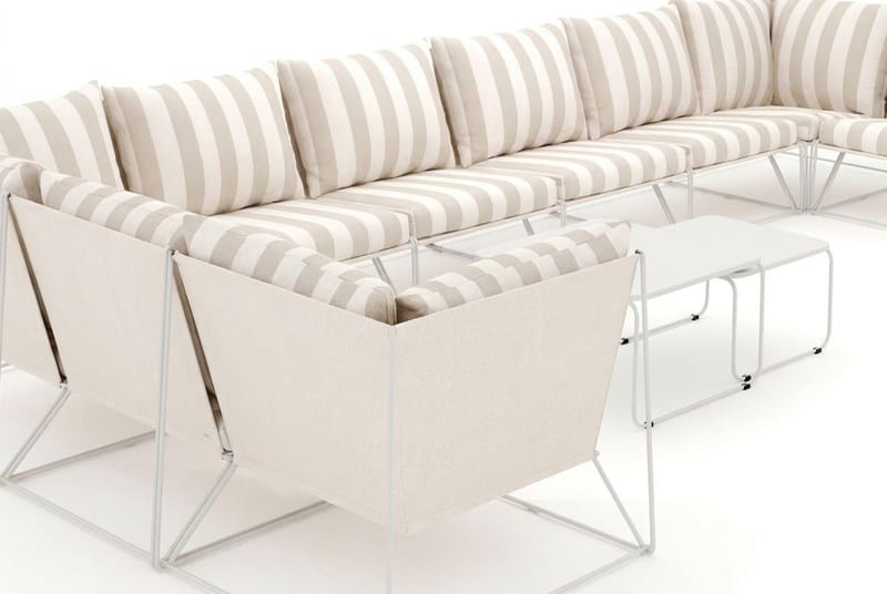 Usteryd utomhus U-soffa 10-sits med stängt avslut - Beige/Striped - Utemöbler - Utegrupp - Loungegrupp