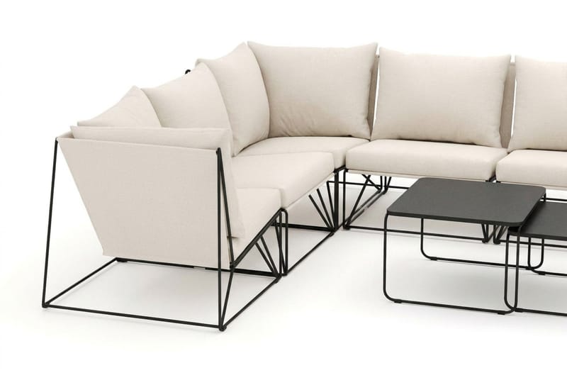 Usteryd utomhus U-soffa 10-sits med stängt avslut - Svart/Beige - Utemöbler - Utegrupp - Loungegrupp