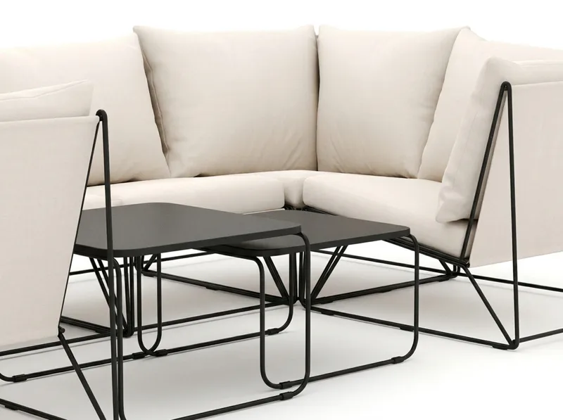 Usteryd utomhus U-soffa 6-sits med stängt avslut - Svart/Beige - Utemöbler - Utegrupp - Loungegrupp