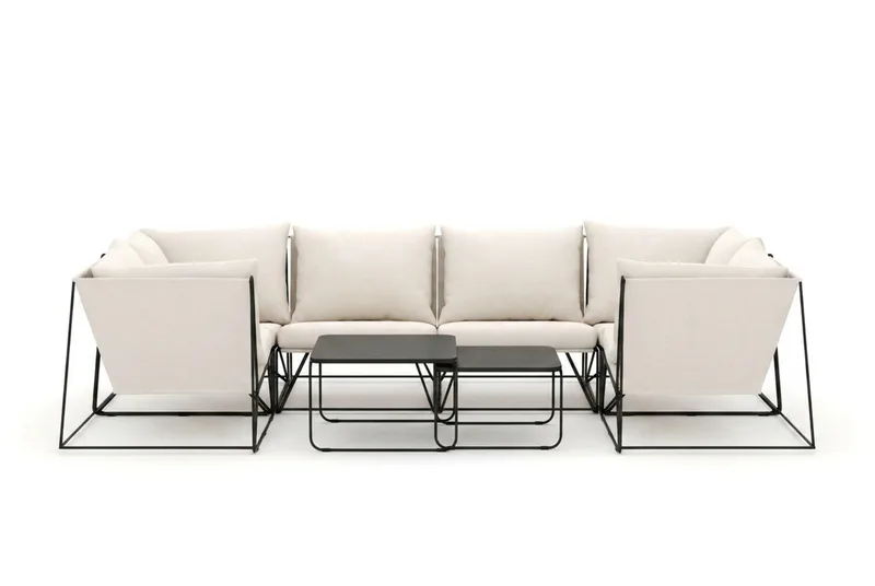 Usteryd utomhus U-soffa 6-sits med stängt avslut - Svart/Beige - Utemöbler - Utegrupp - Loungegrupp