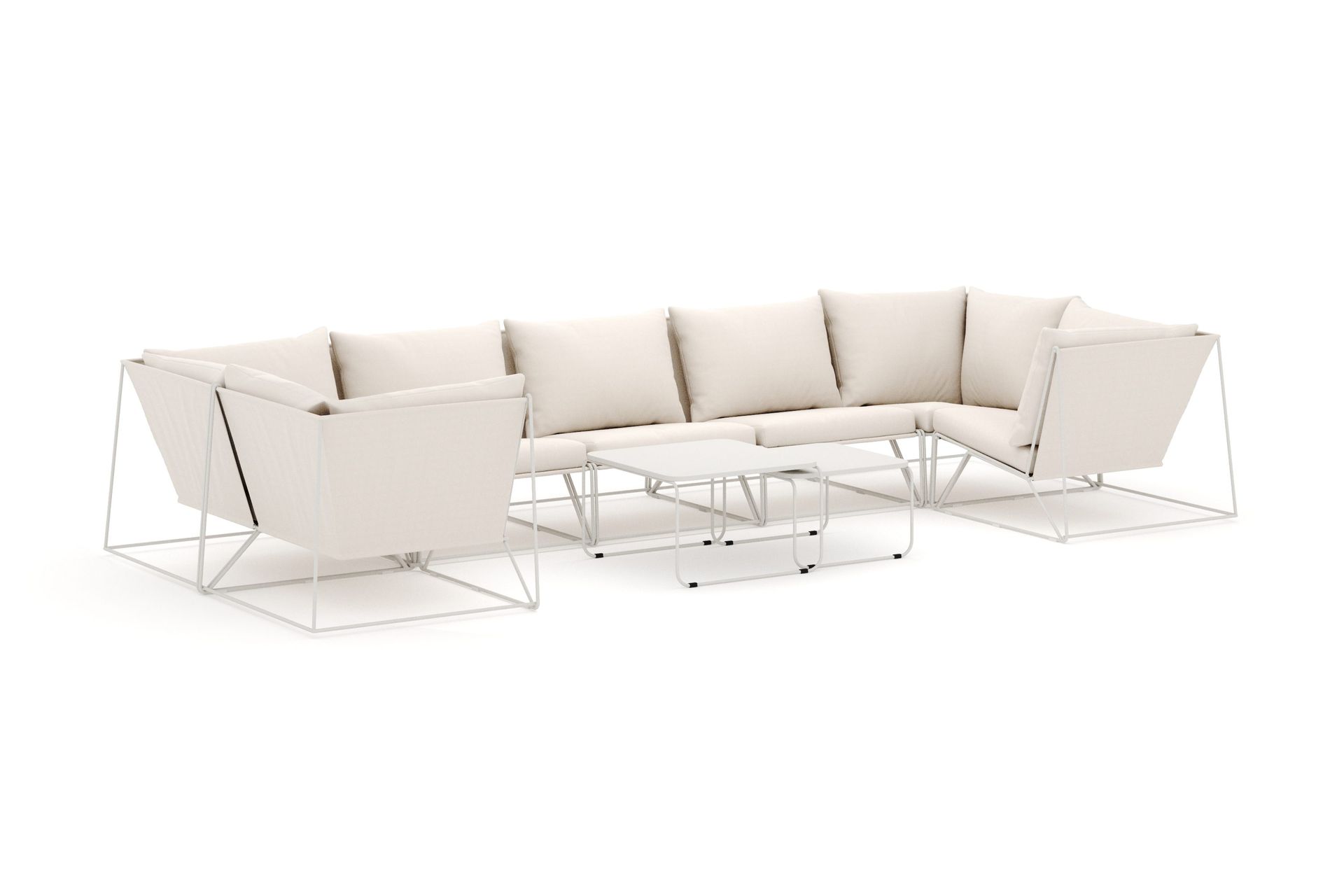 usteryd utomhus u-soffa 7-sits med stängt avslut - beige/beige