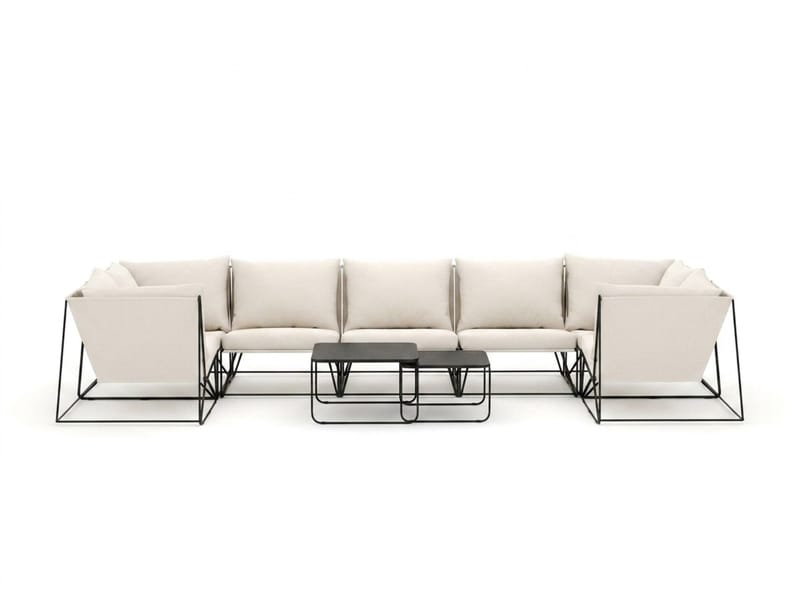 Usteryd utomhus U-soffa 7-sits med stängt avslut - Svart/Beige - Utemöbler - Utegrupp - Loungegrupp
