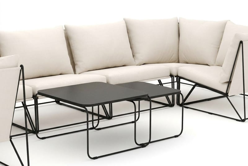 Usteryd utomhus U-soffa 7-sits med stängt avslut - Svart/Beige - Utemöbler - Utegrupp - Loungegrupp