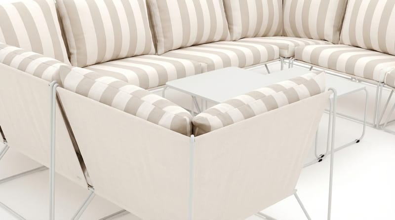 Usteryd utomhus U-soffa 8-sits med stängt avslut - Beige/Striped - Utemöbler - Utegrupp - Loungegrupp