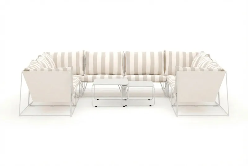 Usteryd utomhus U-soffa 8-sits med stängt avslut - Beige/Striped - Utemöbler - Utegrupp - Loungegrupp