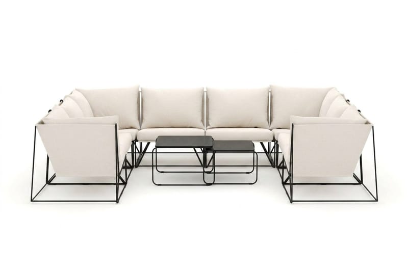 Usteryd utomhus U-soffa 8-sits med stängt avslut - Svart/Beige - Utemöbler - Utegrupp - Loungegrupp