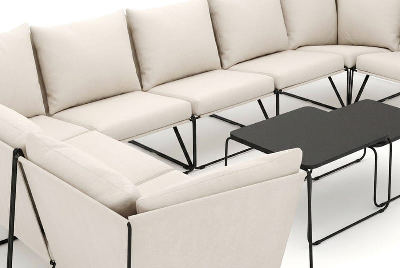 Usteryd utomhus U-soffa 9-sits med stängt avslut - Svart/Beige - Utemöbler - Utegrupp - Loungegrupp