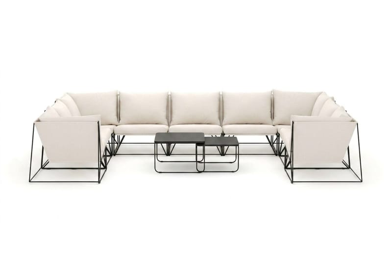 Usteryd utomhus U-soffa 9-sits med stängt avslut - Svart/Beige - Utemöbler - Utegrupp - Loungegrupp