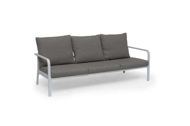 Utesoffa Hillerstorp Hånger Vit ram Dynor gråbeige - Vit ram Dynor gråbeige - Utemöbler - Utesoffor & bänkar - Loungesoffa