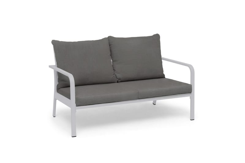 Utesoffa Hillerstorp Hånger Vit ram Dynor gråbeige - Vit ram Dynor gråbeige - Utemöbler - Utesoffor & bänkar - Loungesoffa