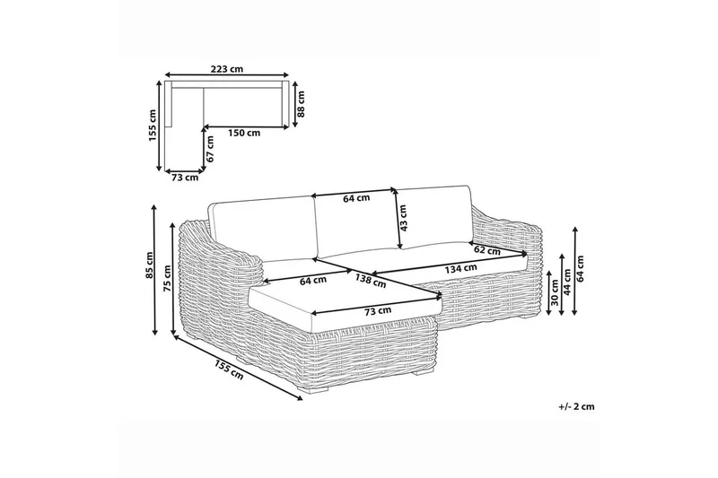 Utesoffa Valletri - Utemöbler - Utesoffor & bänkar - Trädgårdssoffa