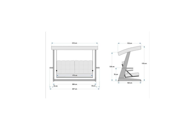 Viva Hängsoffa Utomhus 3-sits - Antracit - Utemöbler - Utesoffor & bänkar - Hängsoffor