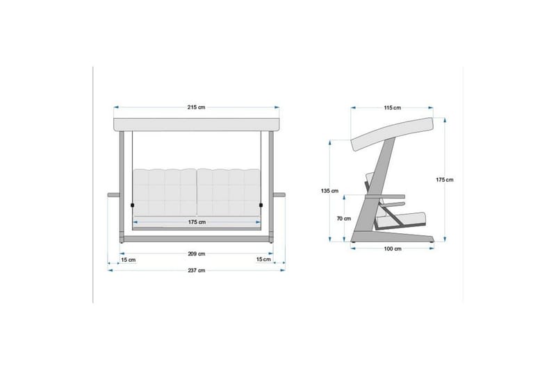 Viva Hängsoffa Utomhus 3-sits - Antracit - Utemöbler - Utesoffor & bänkar - Hängsoffor