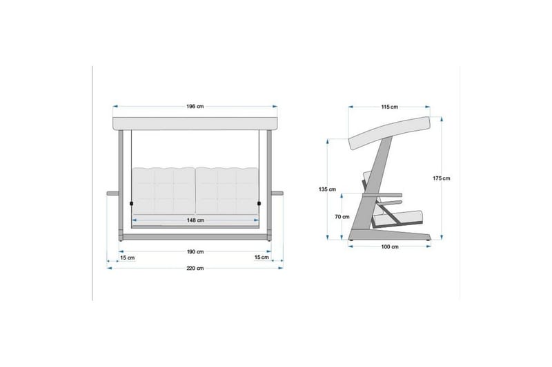Viva Hängsoffa Utomhus 3-sits - Antracit - Utemöbler - Utesoffor & bänkar - Hängsoffor