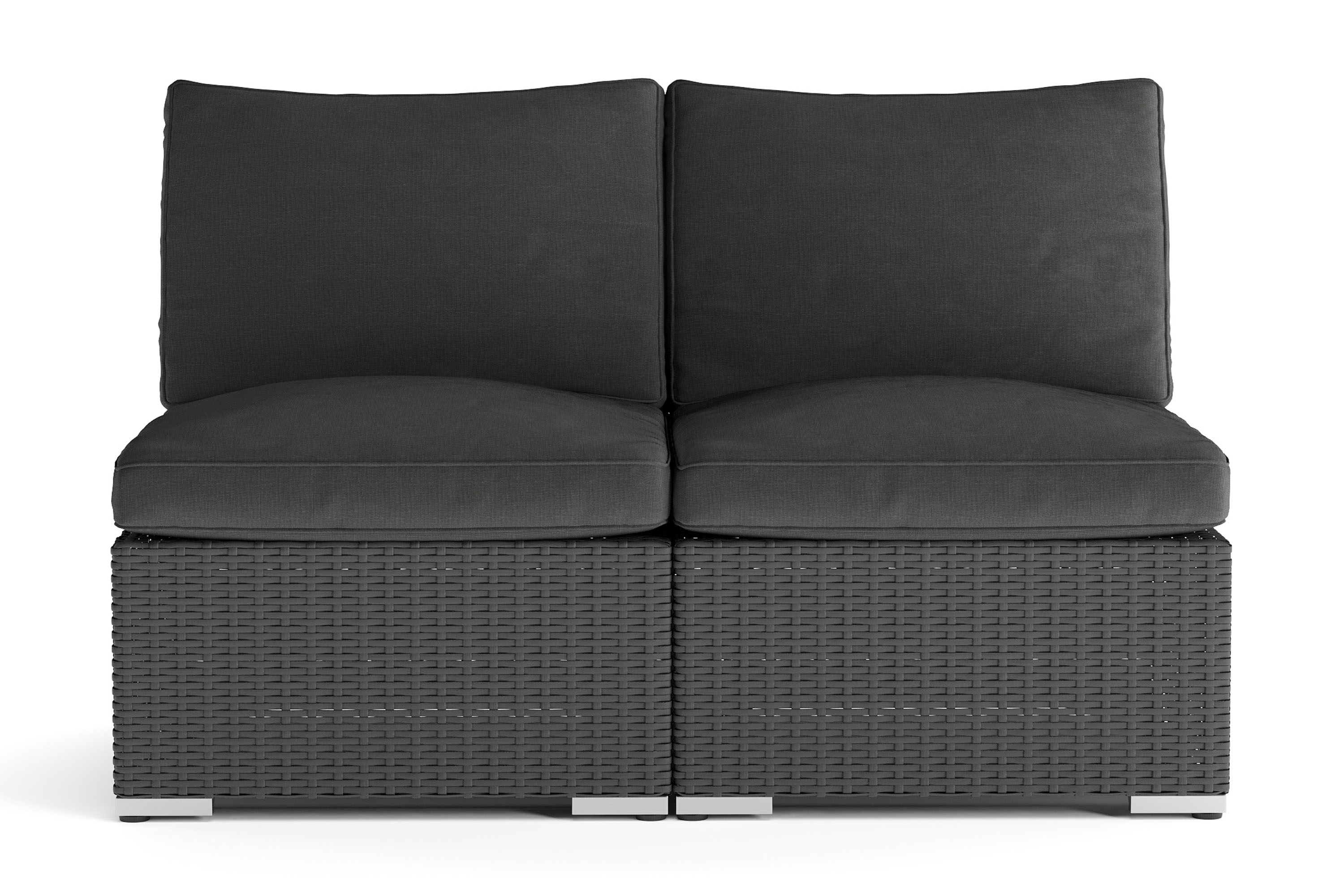 wisconsin loungesoffa utomhus utan armstöd 2-sits konstrotting - svart