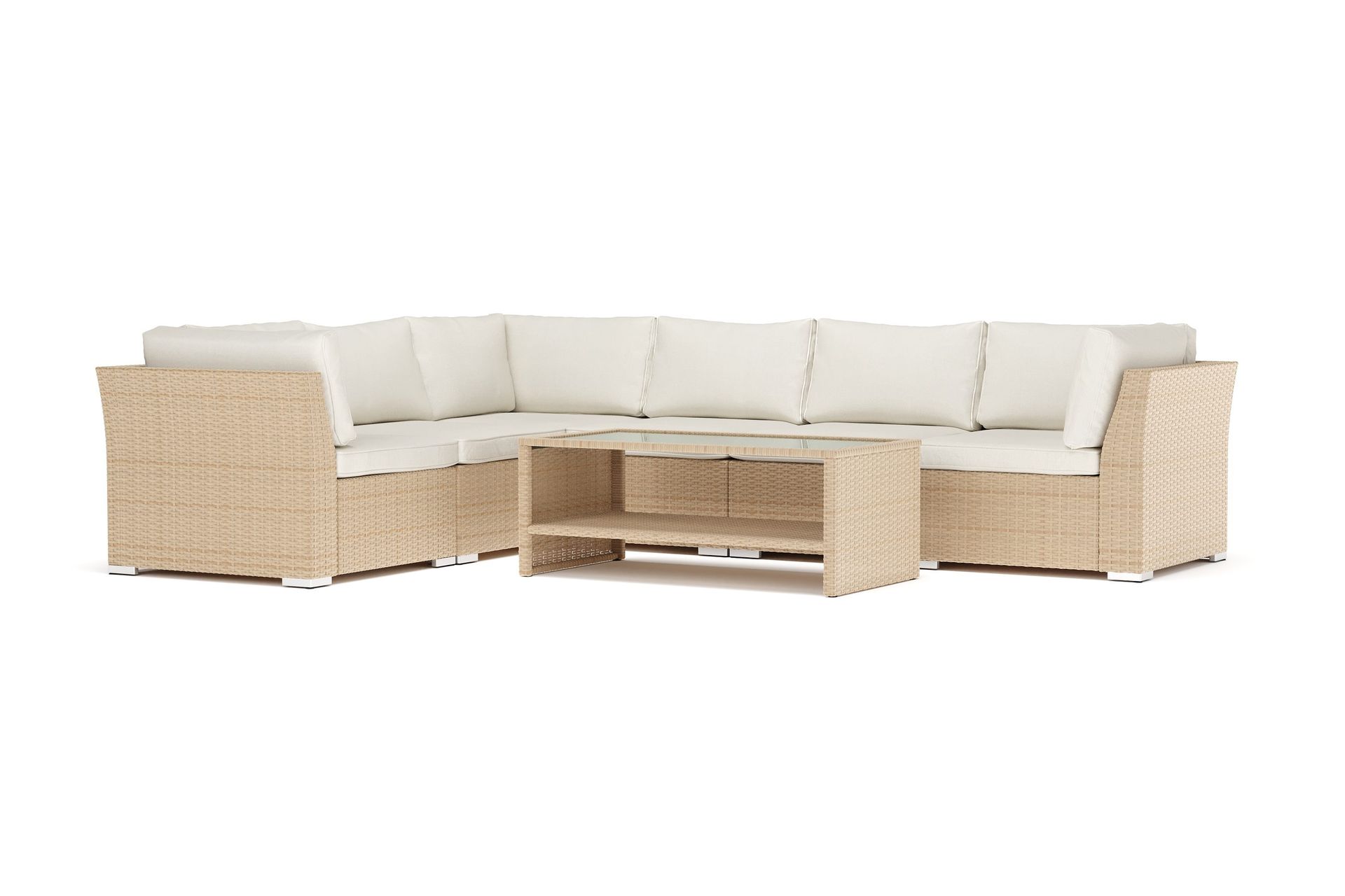 wisconsin utomhus l-soffa 6-sits vändbar - beige