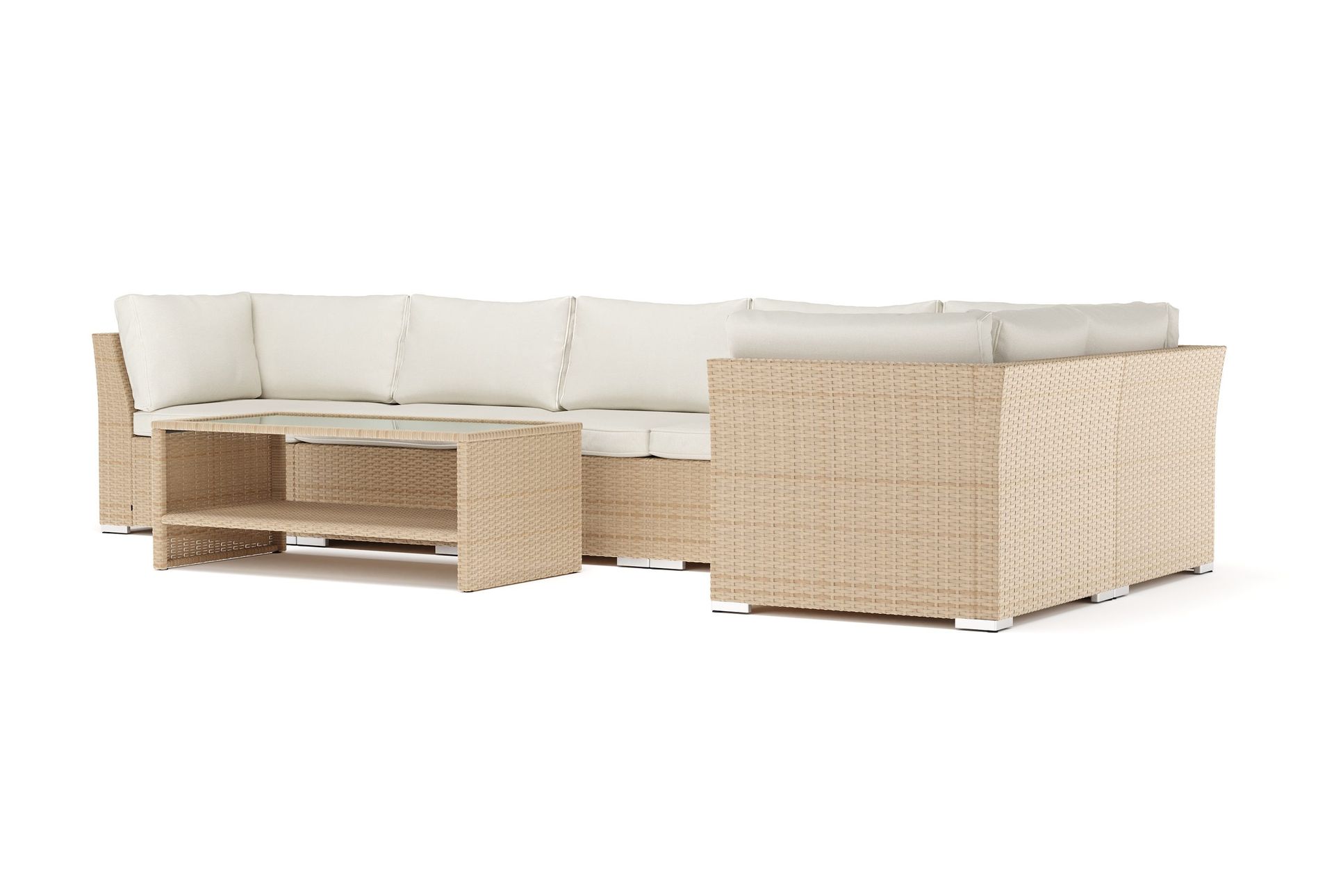 Wisconsin utomhus L-soffa 6-sits v&auml;ndbar - Beige