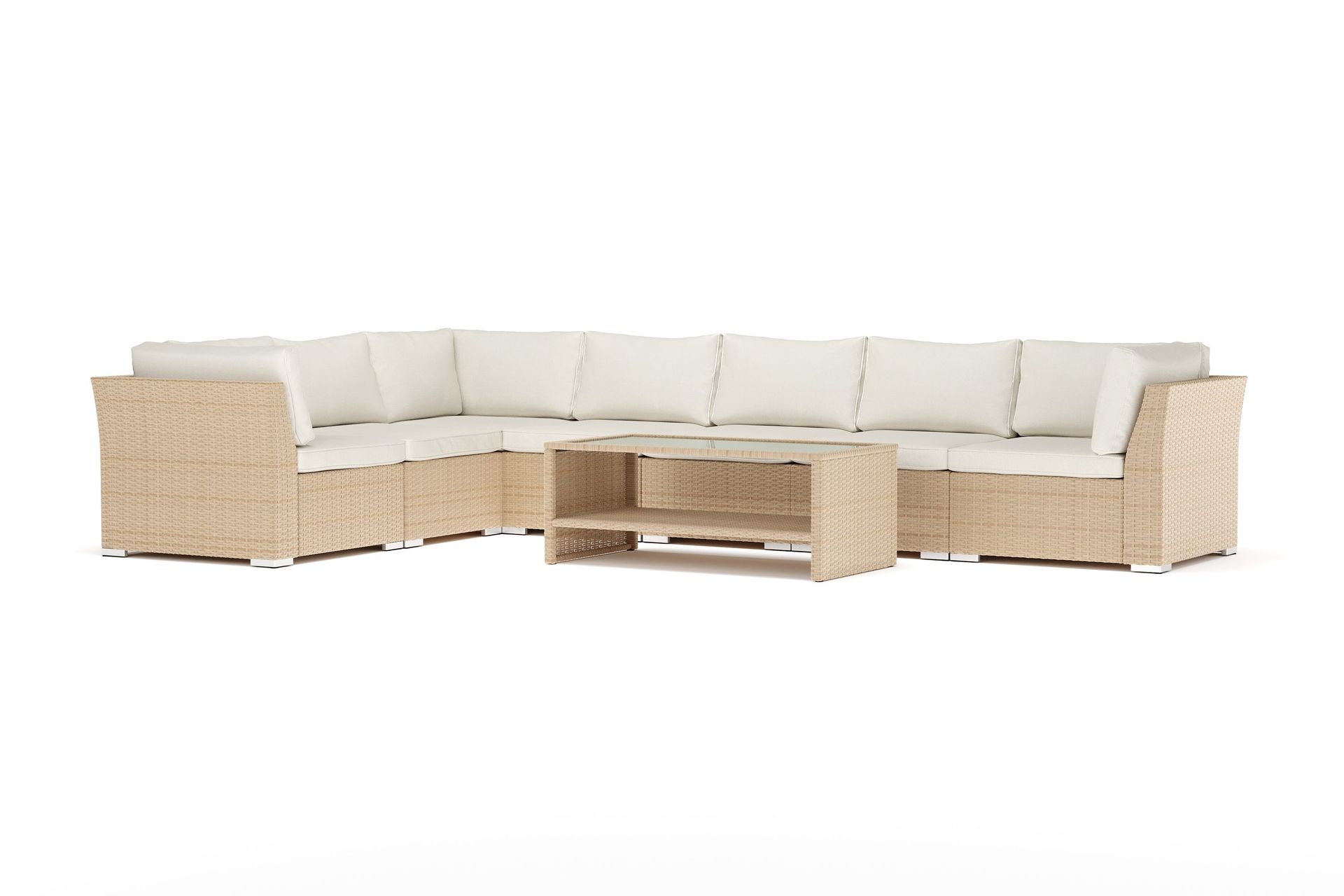 wisconsin utomhus l-soffa 7-sits vändbar - beige
