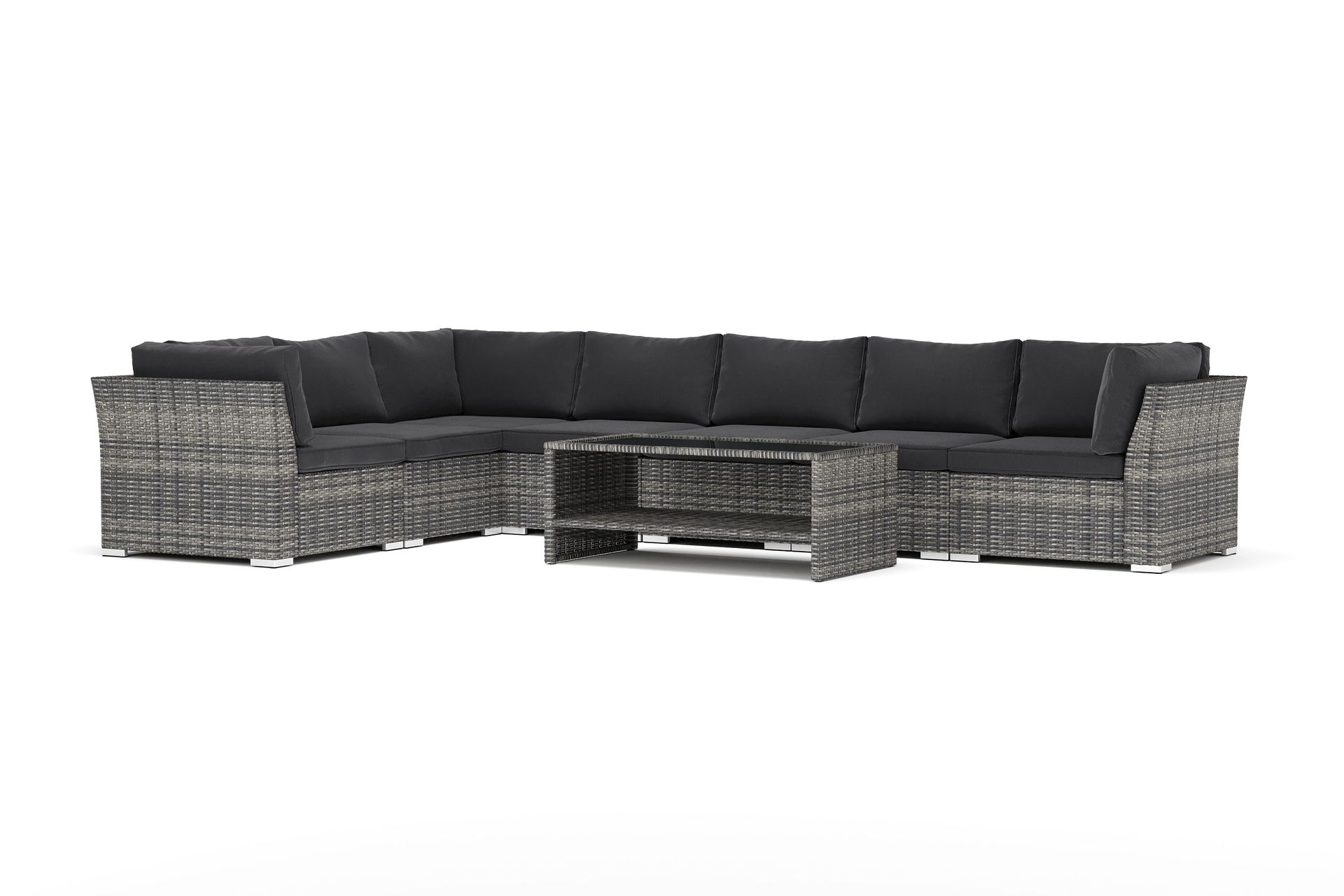 wisconsin utomhus l-soffa 7-sits vändbar - grå