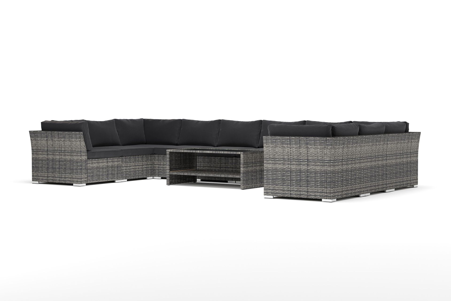 wisconsin utomhus u-soffa 10-sits med stängt avslut - grå