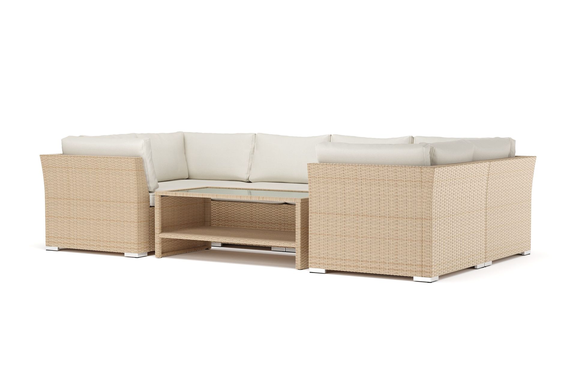 wisconsin utomhus u-soffa 6-sits med stängt avslut - beige