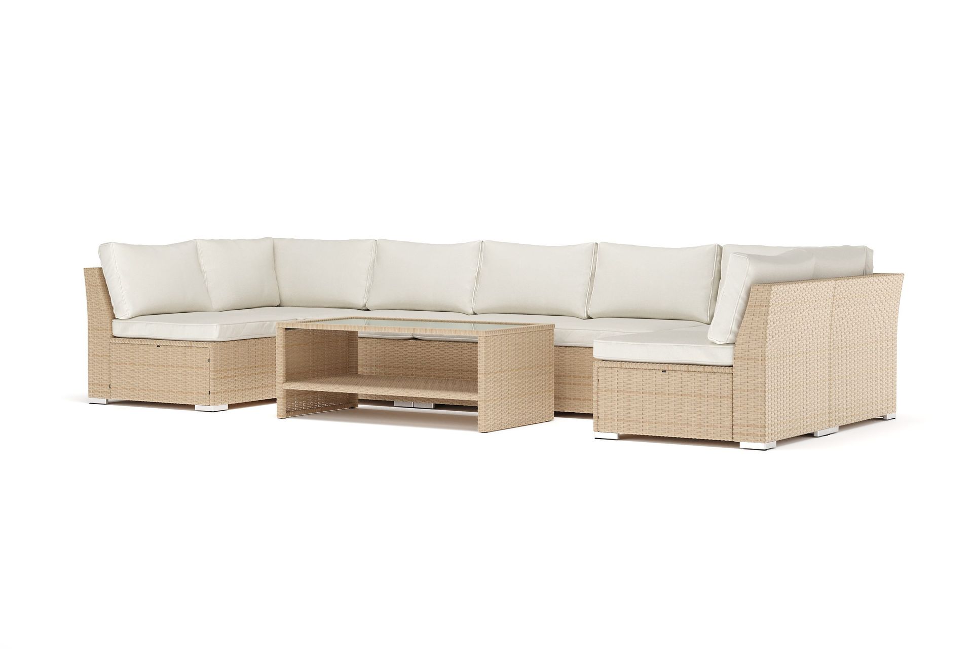 wisconsin utomhus u-soffa 7-sits med öppet avslut - beige