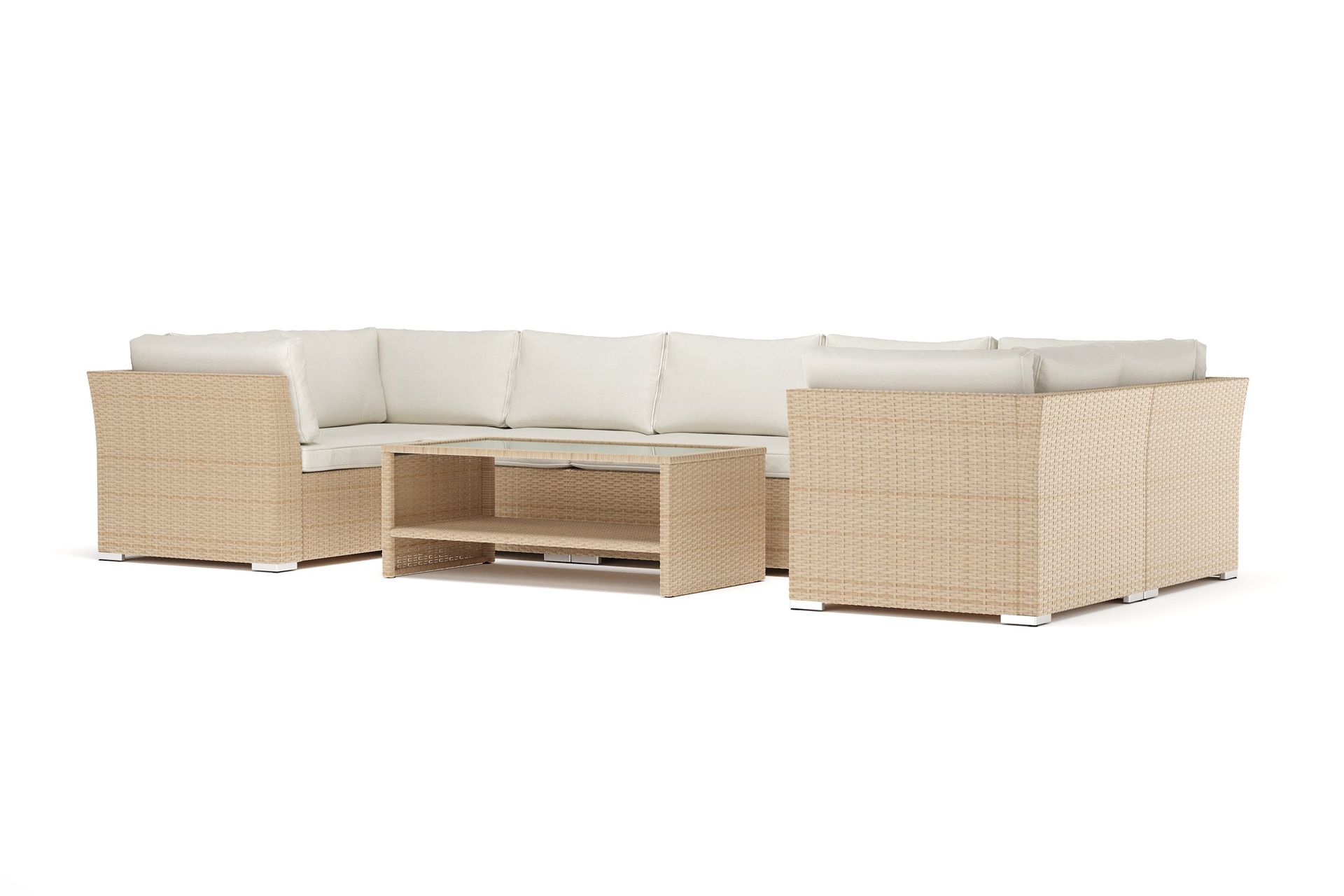 wisconsin utomhus u-soffa 7-sits med stängt avslut - beige