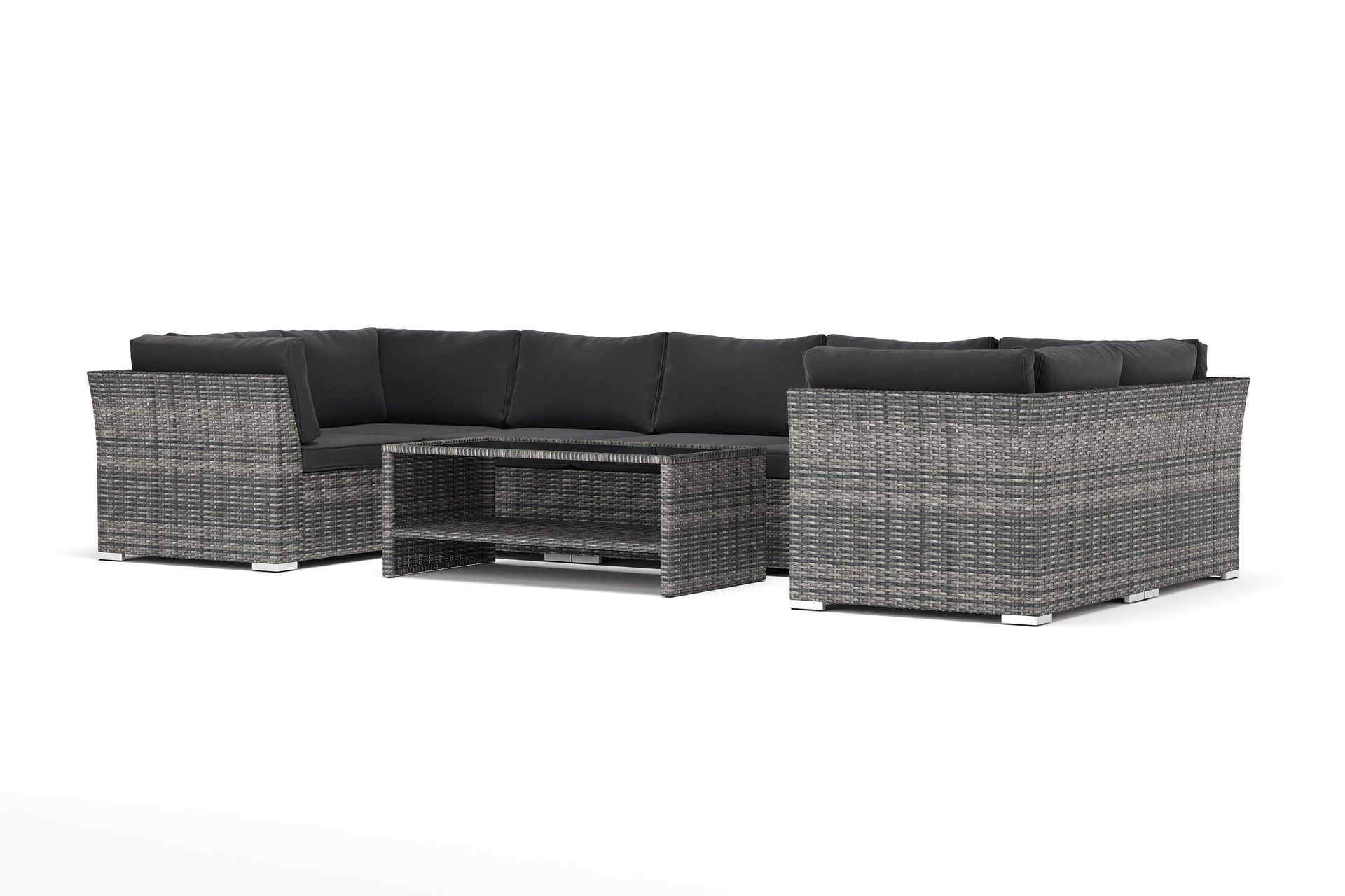 wisconsin utomhus u-soffa 7-sits med stängt avslut - grå