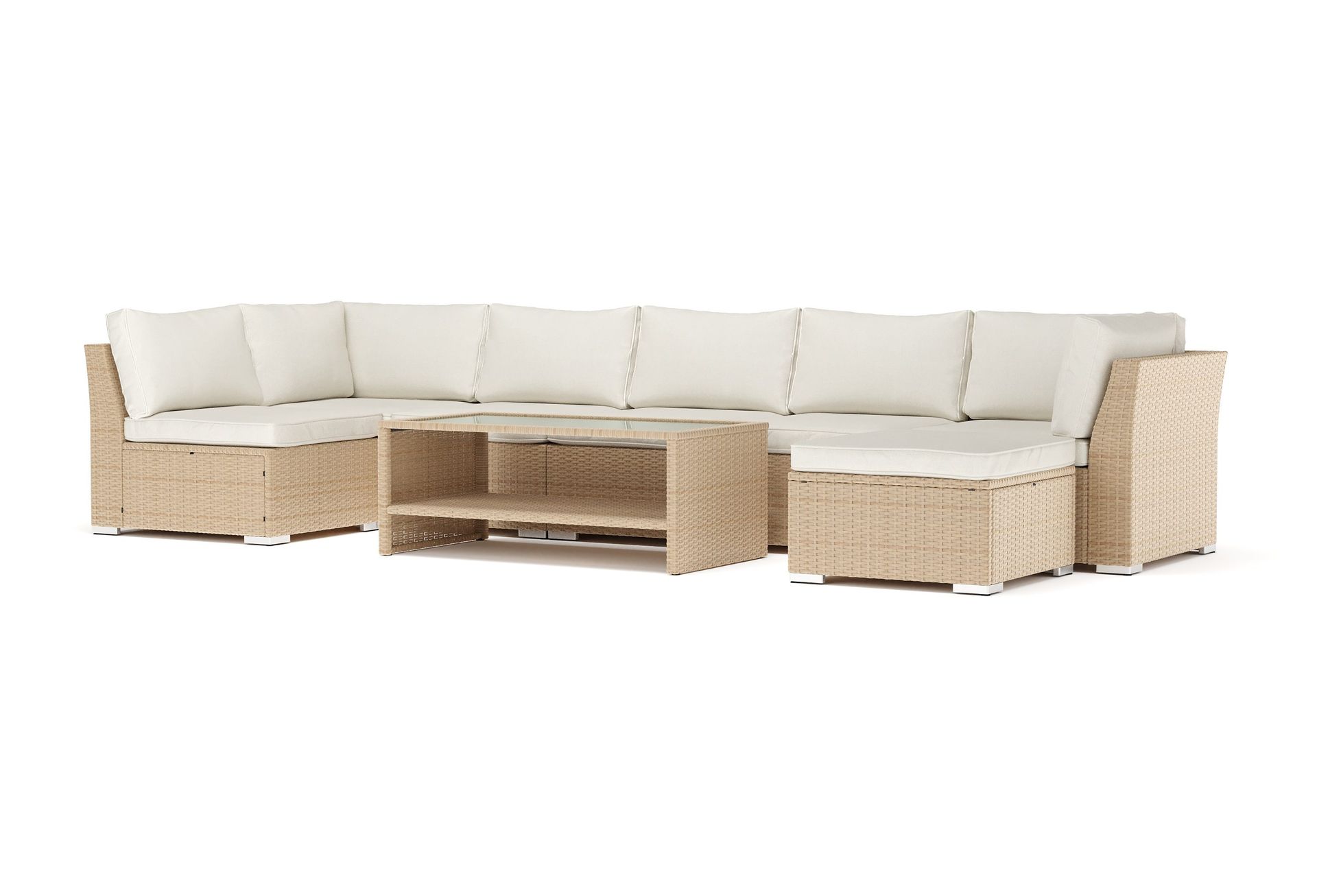 wisconsin utomhus u-soffa 7-sits med vändbar divan - beige