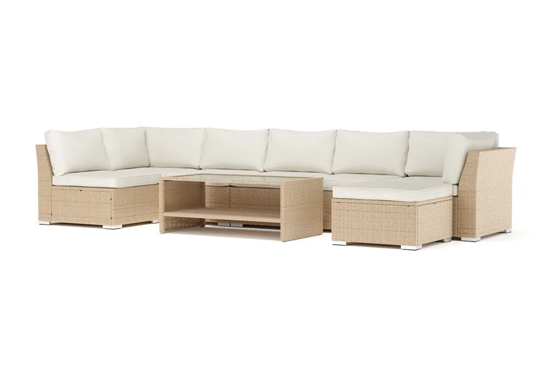 Wisconsin utomhus U-soffa 7-sits med vändbar divan, Beige