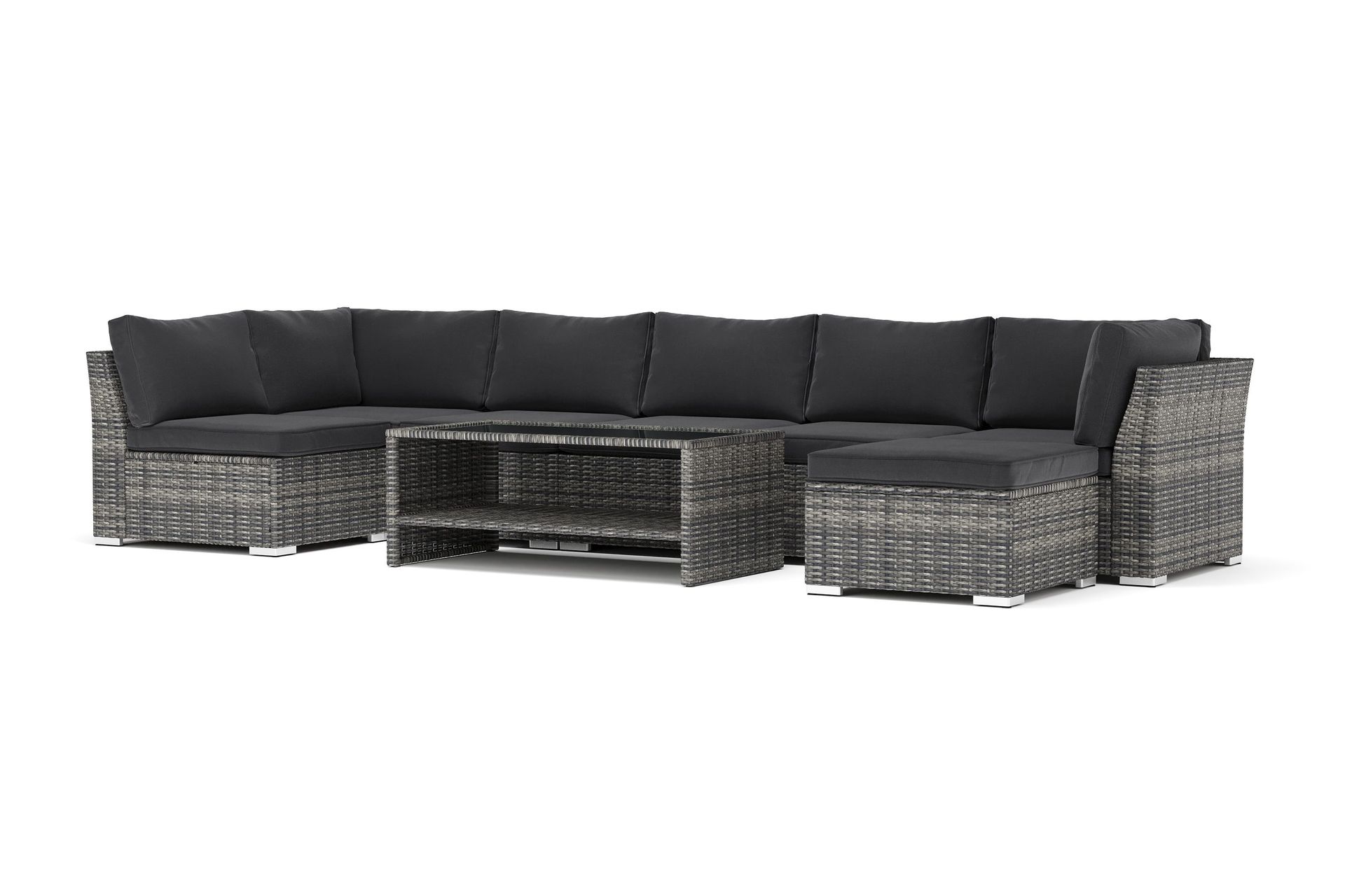 wisconsin utomhus u-soffa 7-sits med vändbar divan - grå