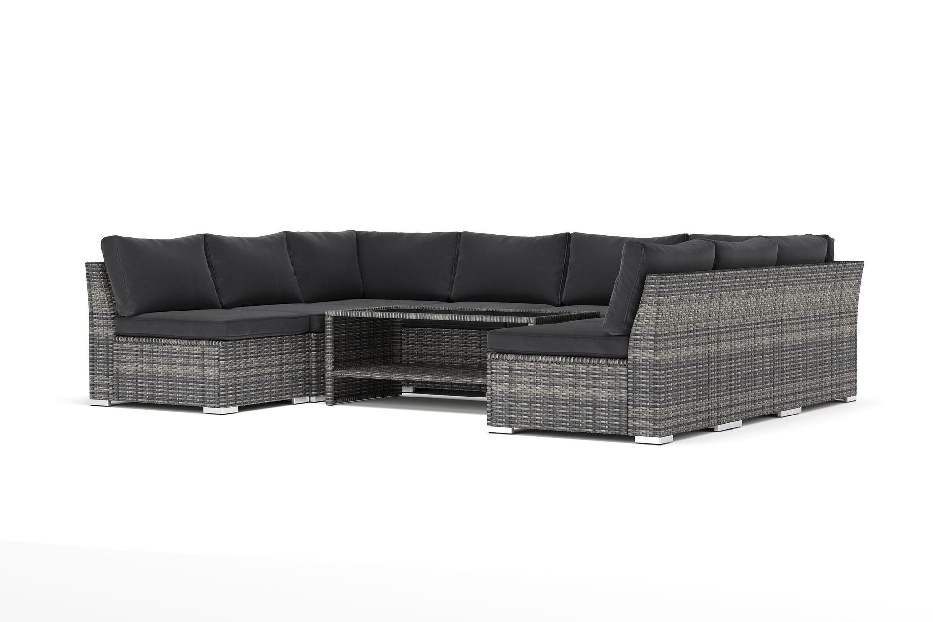 wisconsin utomhus u-soffa 8-sits med öppet avslut - grå