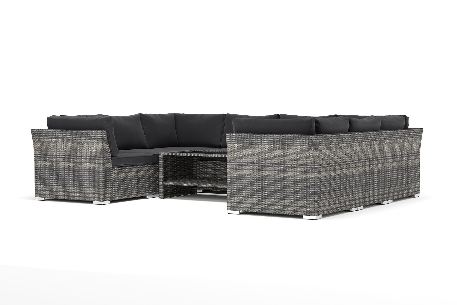 wisconsin utomhus u-soffa 8-sits med stängt avslut - grå