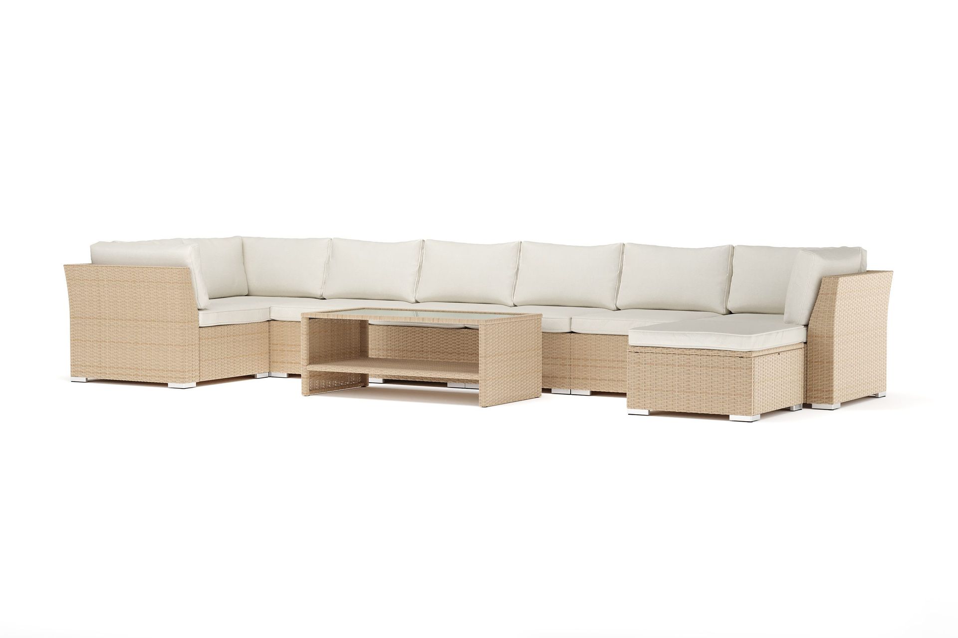 wisconsin utomhus u-soffa 8-sits med vändbar divan - beige