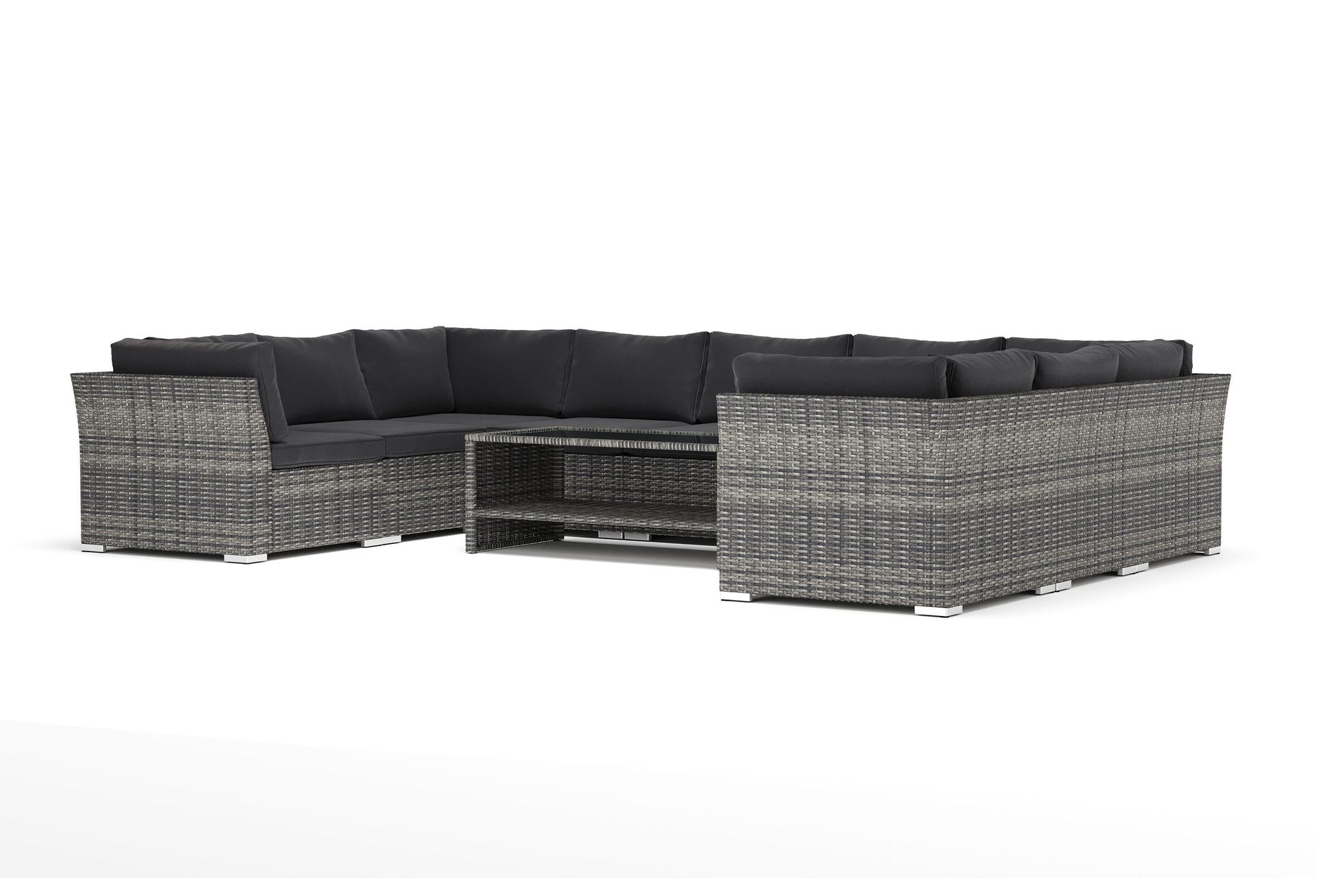 wisconsin utomhus u-soffa 9-sits med stängt avslut - grå
