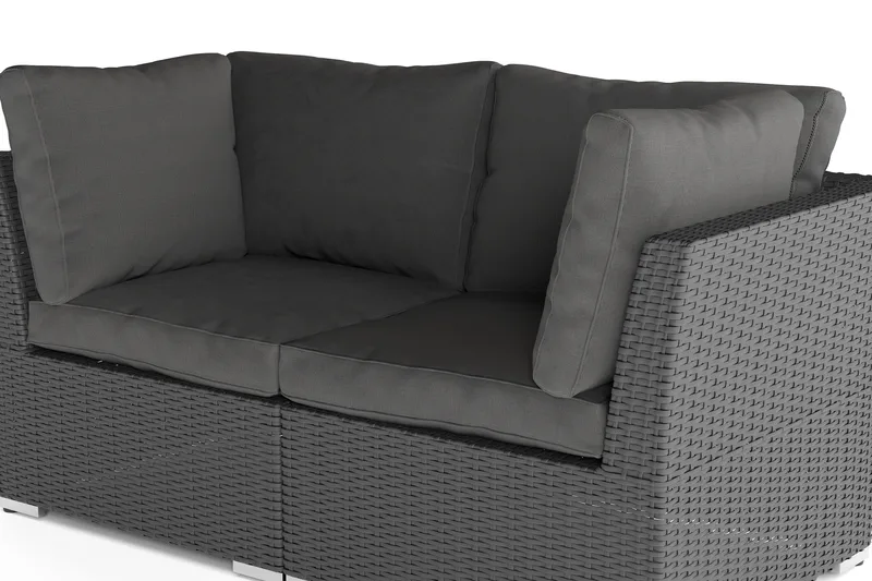 Wisconsin Premium Loungesoffa Utomhus med Armstöd 2-sits Konstrotting - Svart - Utemöbler - Utesoffor & bänkar - Loungesoffa