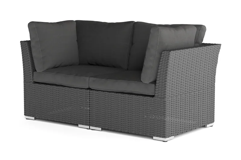 Wisconsin Premium Loungesoffa Utomhus med Armstöd 2-sits Konstrotting - Svart - Utemöbler - Utesoffor & bänkar - Loungesoffa