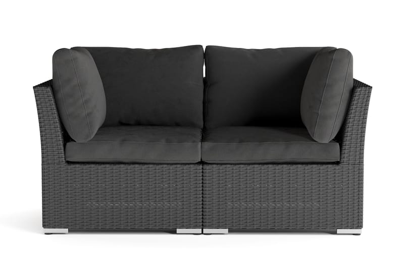 Wisconsin Premium Loungesoffa Utomhus med Armstöd 2-sits Konstrotting, Svart