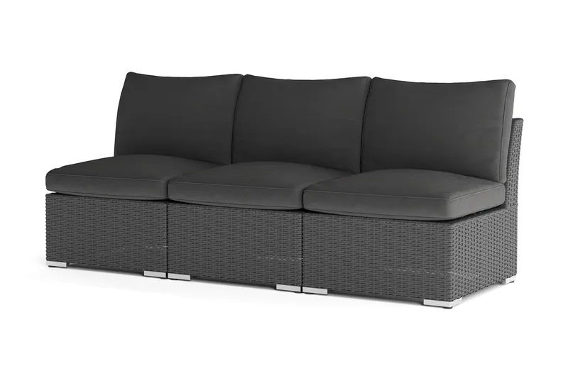 Wisconsin Premium Loungesoffa Utomhus utan Armstöd 3-sits Konstrotting - Svart - Utemöbler - Utesoffor & bänkar - Loungesoffa