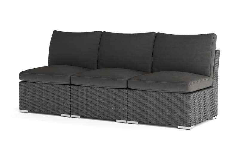 Wisconsin Premium Loungesoffa Utomhus utan Armstöd 3-sits Konstrotting - Svart - Utemöbler - Utesoffor & bänkar - Loungesoffa