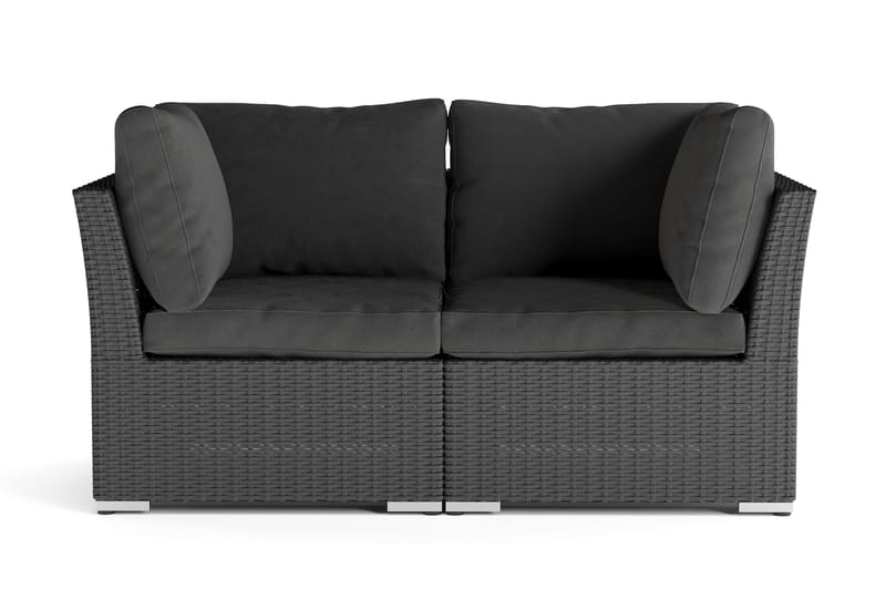 Wisconsin Premium Loungesoffa Utomhus med Armstöd 2-sits Konstrotting - Svart - Utemöbler - Utesoffor & bänkar - Loungesoffa