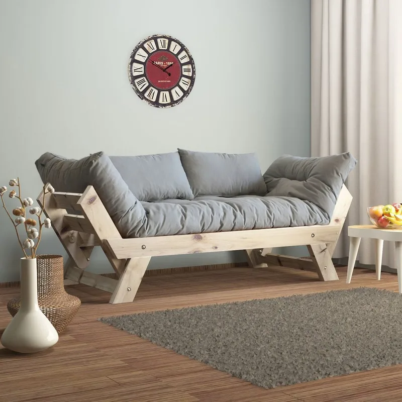 Zylar 2-sits Bäddsoffa, Natur/Mörkgrå