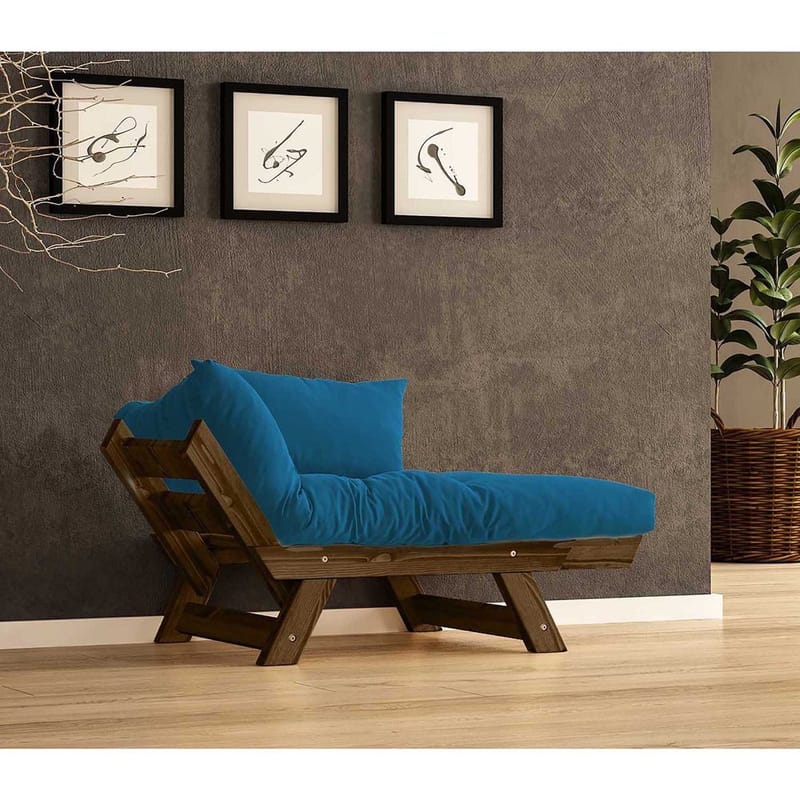 Zylar 2-sits Längsbäddad Bäddsoffa med Träram 75x140 cm i Linne - Blå - Möbler - Vardagsrum - Bäddsoffor - 2-sits bäddsoffa