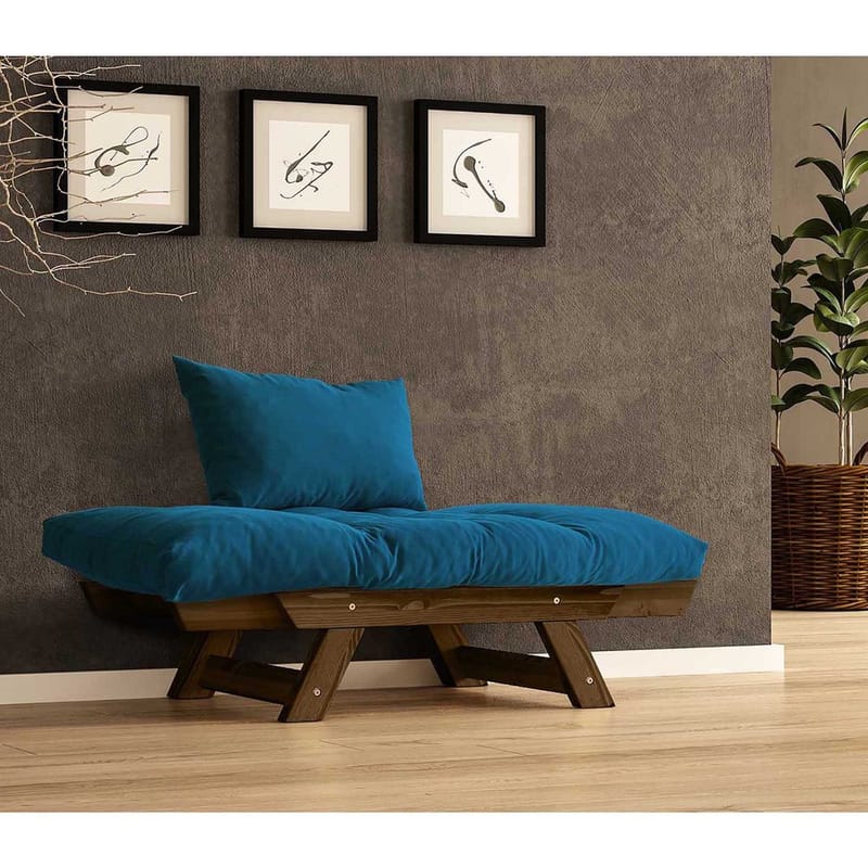 Zylar 2-sits Längsbäddad Bäddsoffa med Träram 75x140 cm i Linne - Blå - Möbler - Vardagsrum - Bäddsoffor - 2-sits bäddsoffa