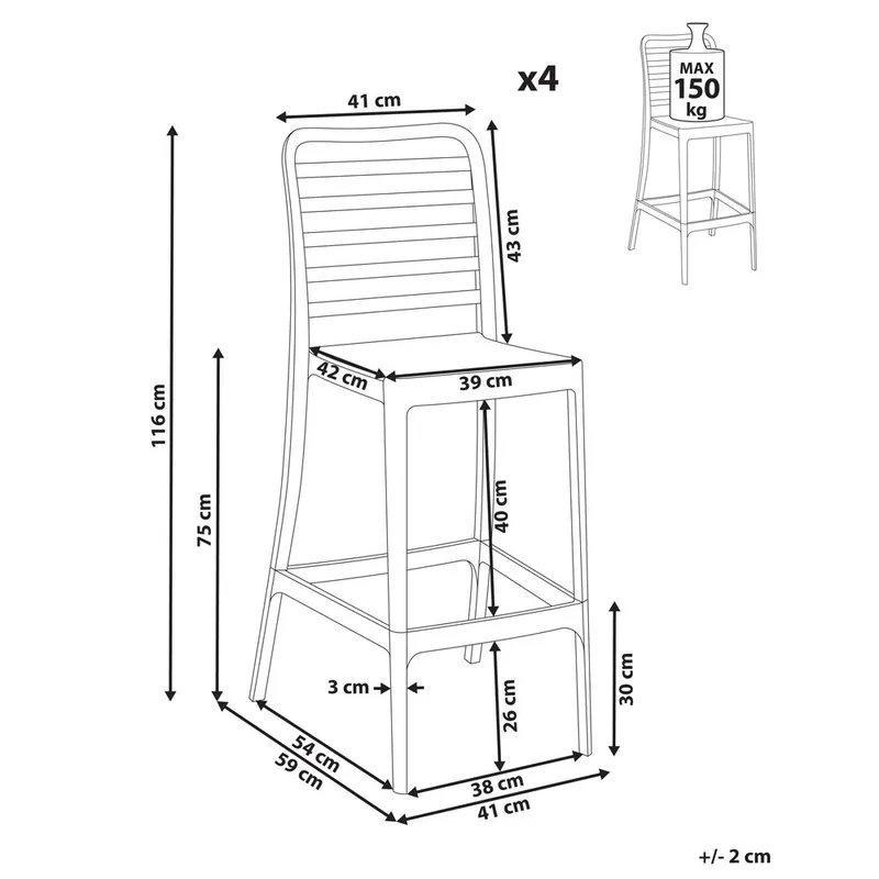 Barstol Seceda 4-pack - Utemöbler - Utestolar & fåtöljer - Barstol utomhus